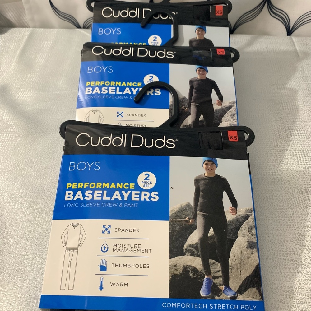 Boy’s Bundle 3set Cuddl Duds Long sleeve crew & pant XS,M,L, and XL